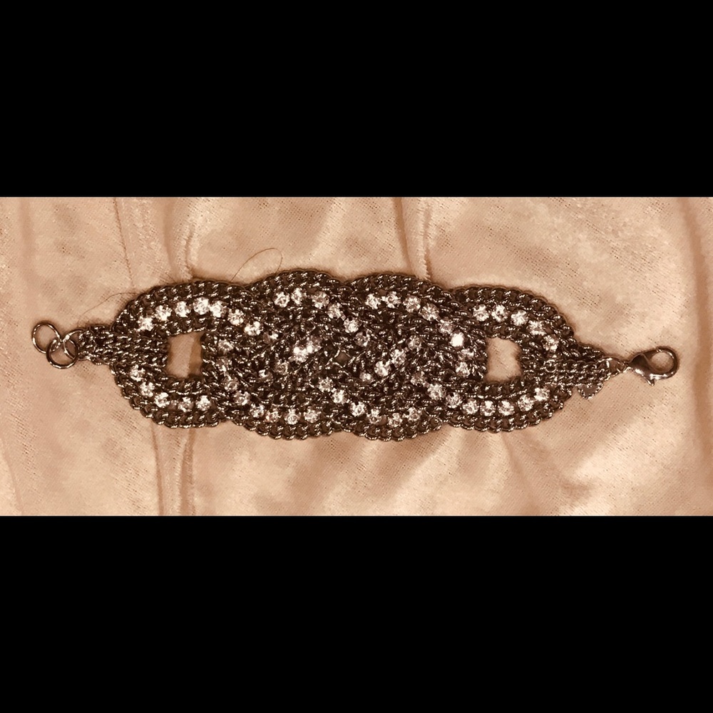 Stunning silver and crystal thick bracelet